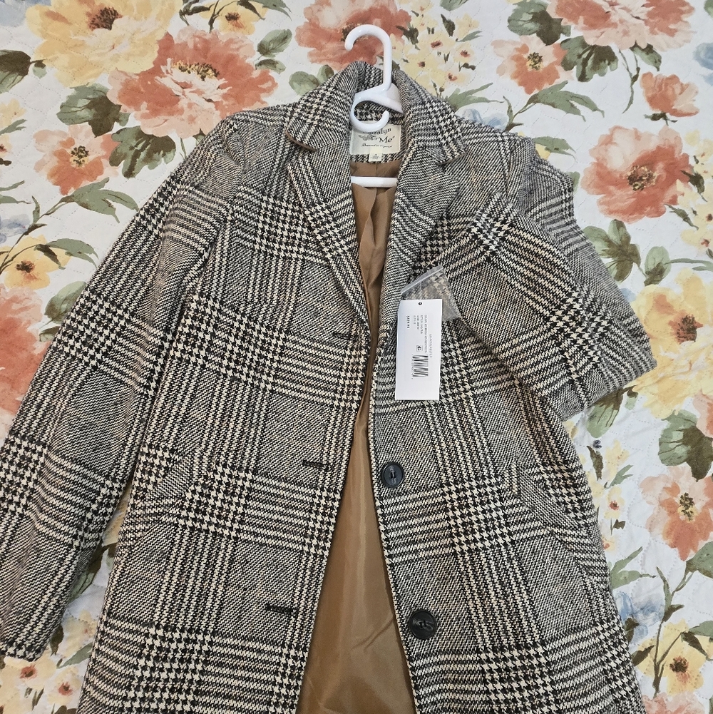 Maralyn & Me Black and Camel Glen Plaid Tailored Blazer